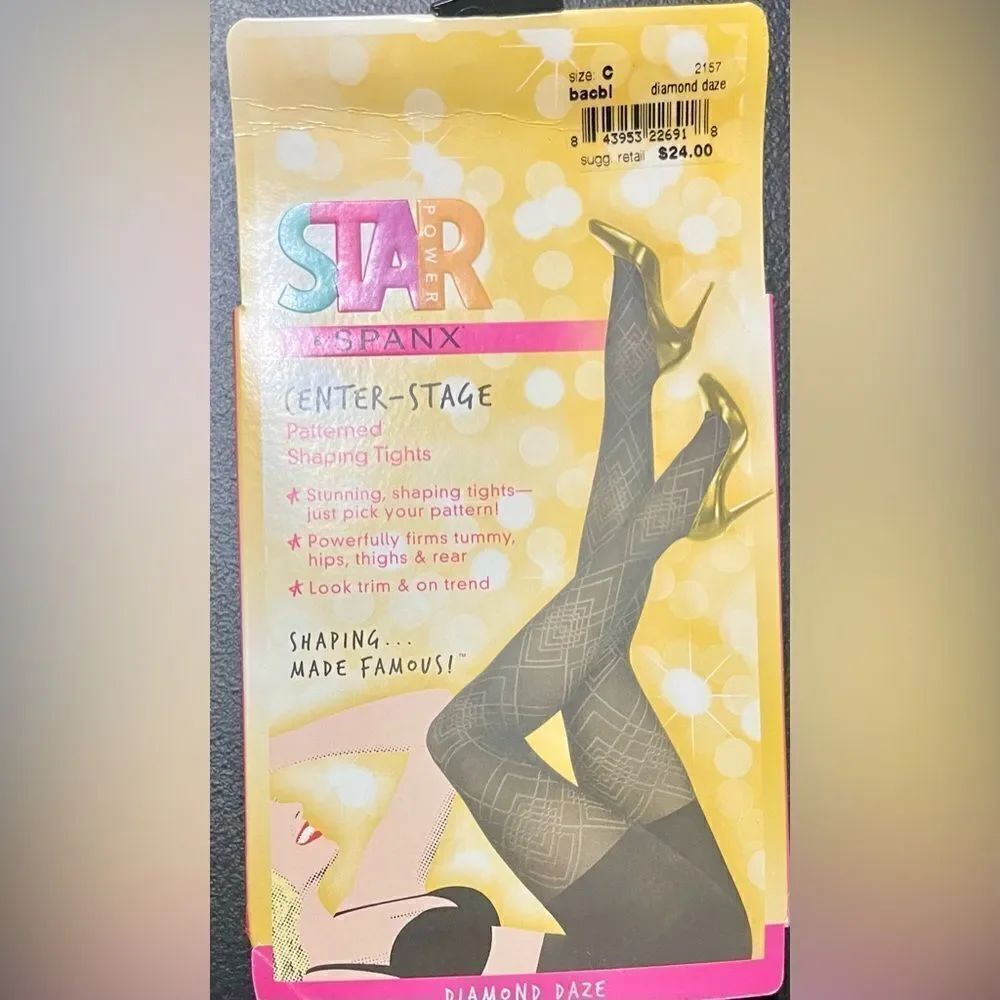 New in Package- Spanx Star Power Black Center Stage Shaping Tights Size C